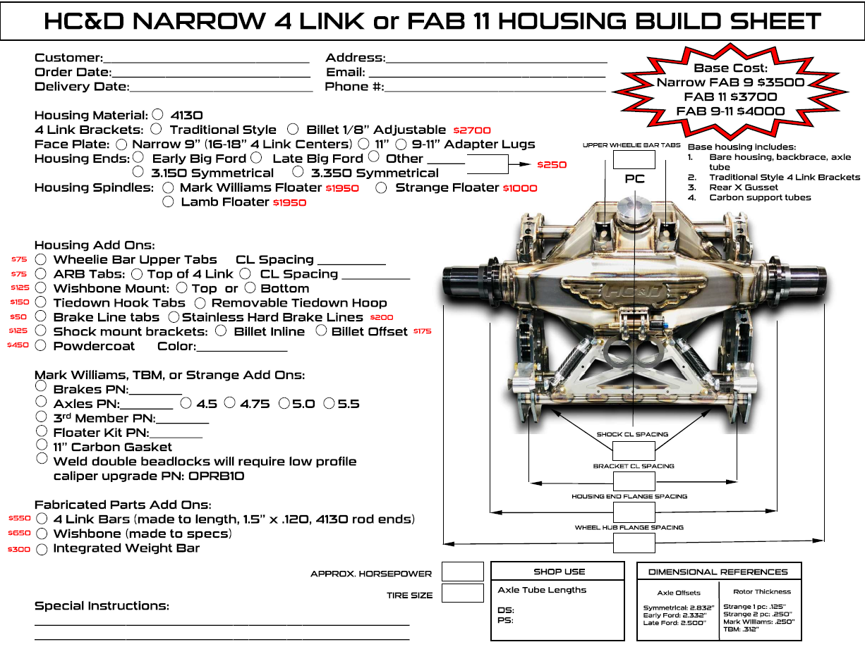 FAB 9-11 4 Link Housing Complete Custom Build
