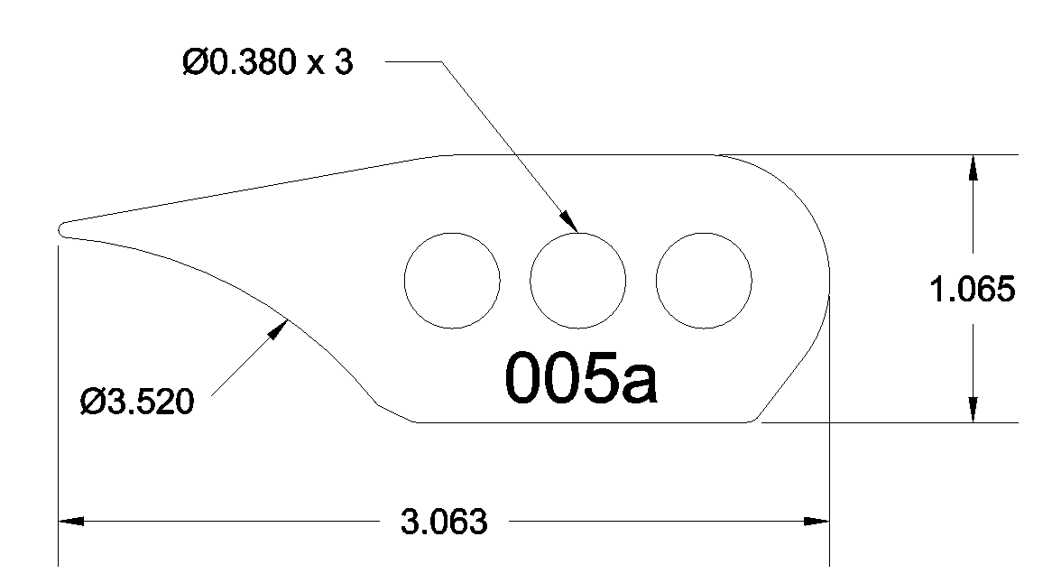 TAB 005a 3 HOLE 3/8 BORE 3.5 RADIUS- 4PK