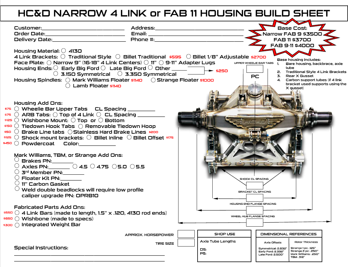 FAB 9-11 4 Link Housing Complete Custom Build