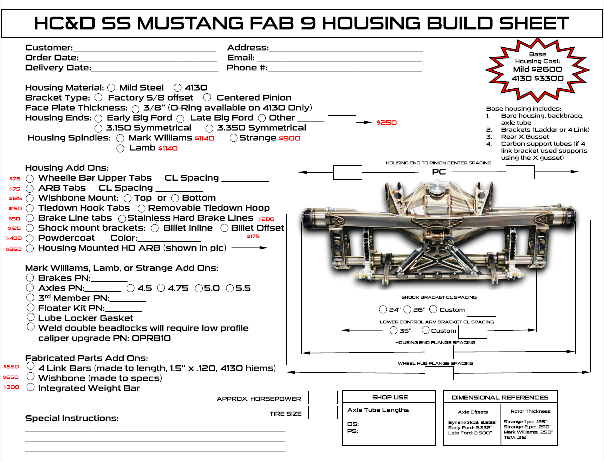 Custom Built FAB 9 Stock Suspension Housing (Foxbody, SN95, New Edge Mustang)