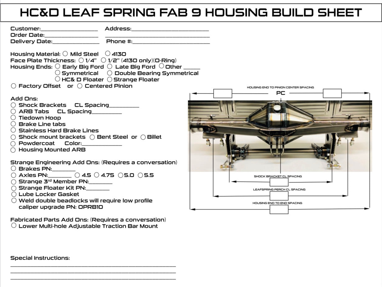 Custom Built FAB 9 Stock Suspension Housing (Leaf Spring)