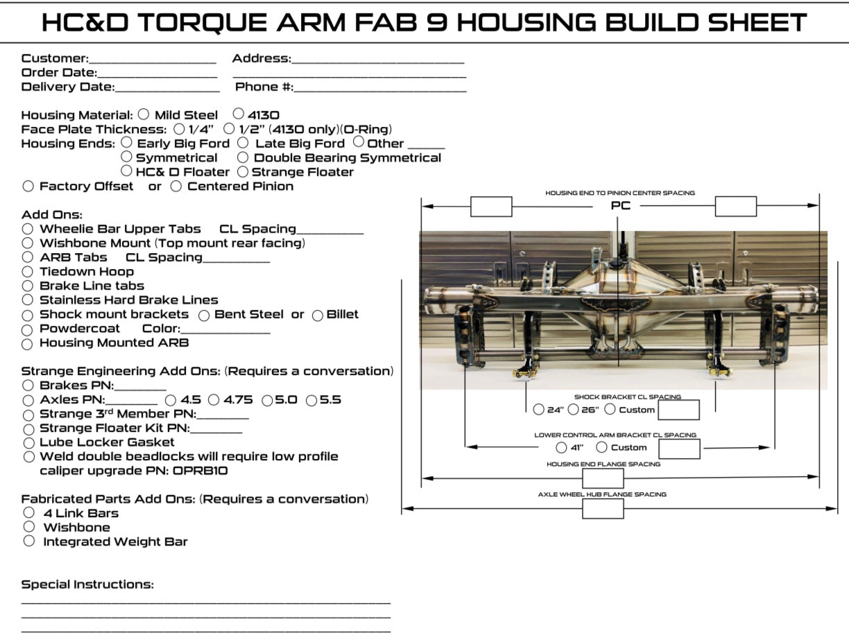 Custom Built FAB 9 Stock Suspension Housing (Torque Arm)